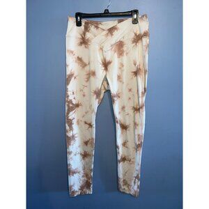 Victoria’s Secret PINK V Crossover Full‎ Length Leggings Size XL Beige Tie Dye